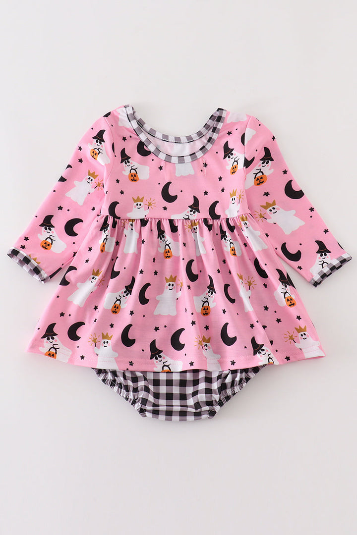 Pink Halloween Ghost Girl Romper