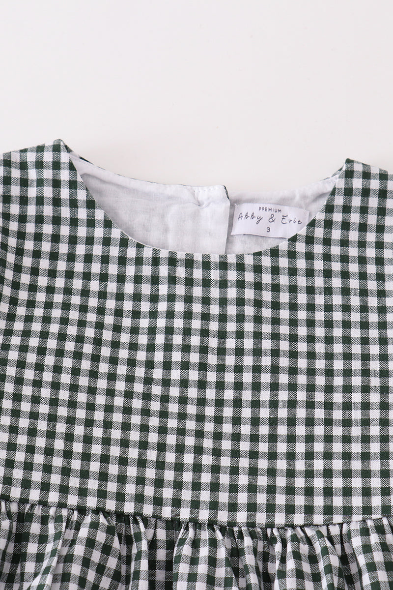 Premium Green Gingham Girl Ruffle Set