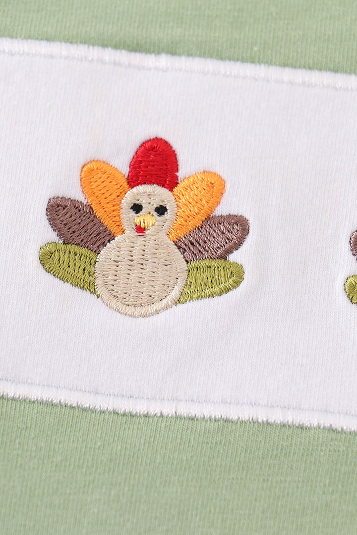 Premium Green Turkey Embroidery Boy Top