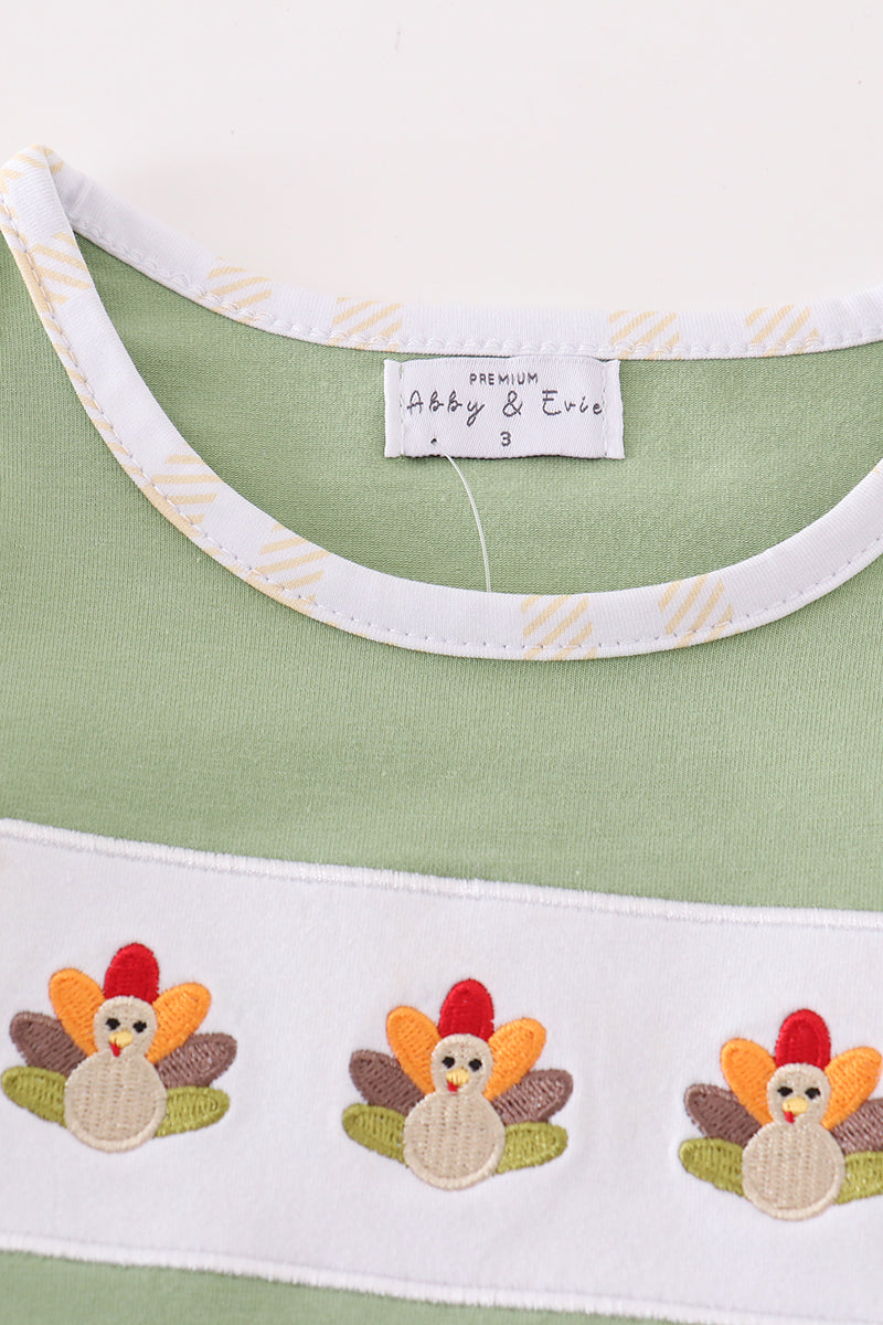 Premium Green Turkey Embroidery Boy Top