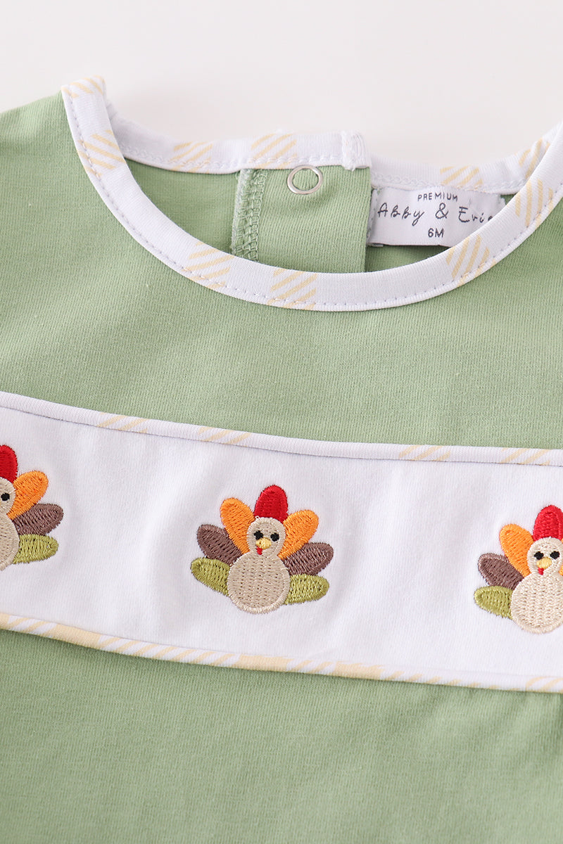 Premium Green Turkey Embroidery Boy Bubble