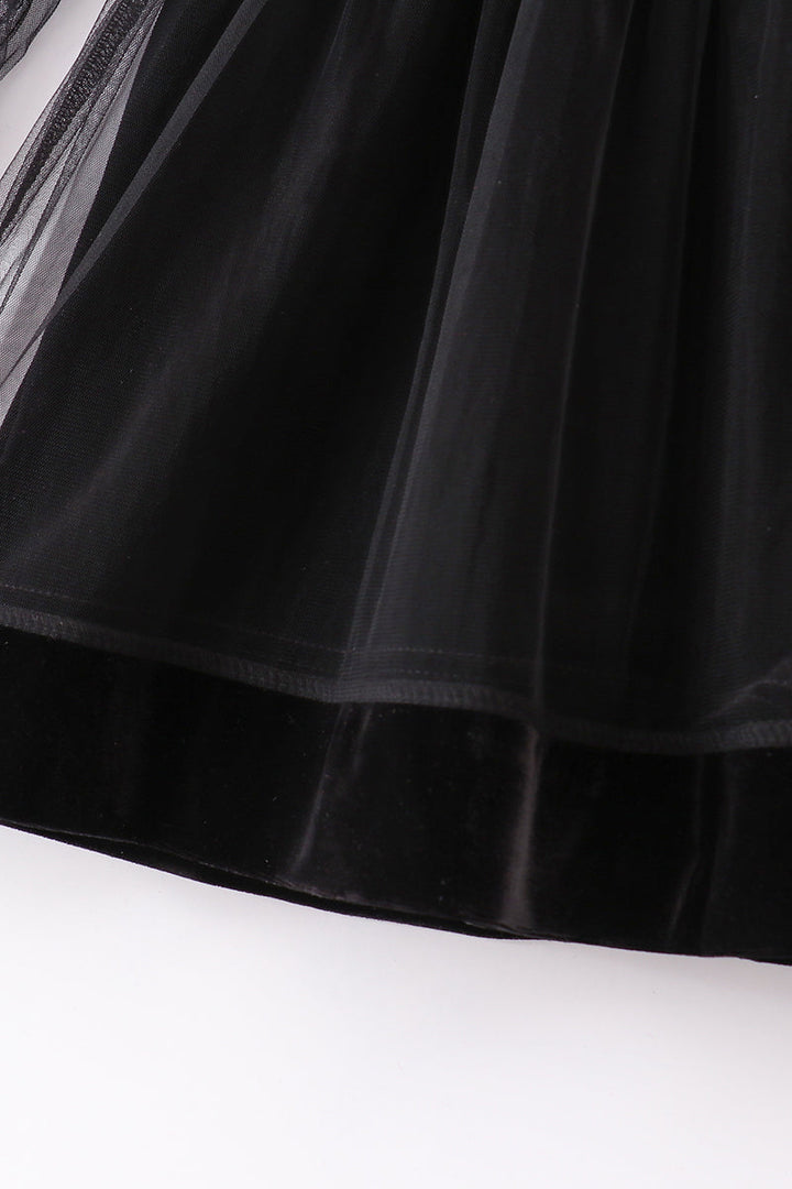 Premium Black Velvet Ruffle Girl Dress