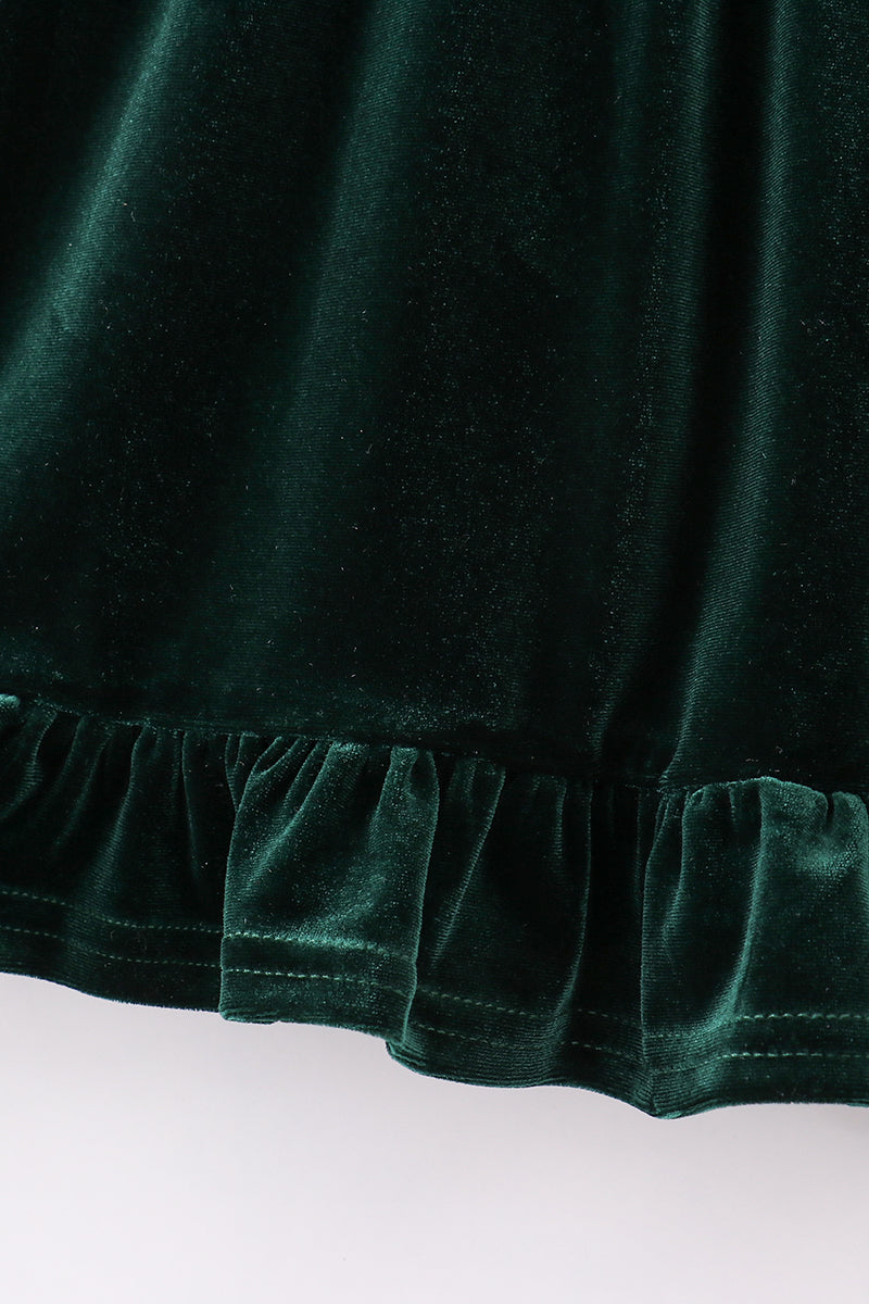 Premium Forest Velvet Lace Girl Dress