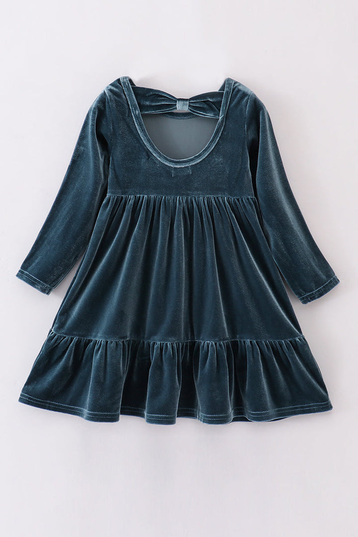 Premium Lake Velvet Tiered Ruffle Dress