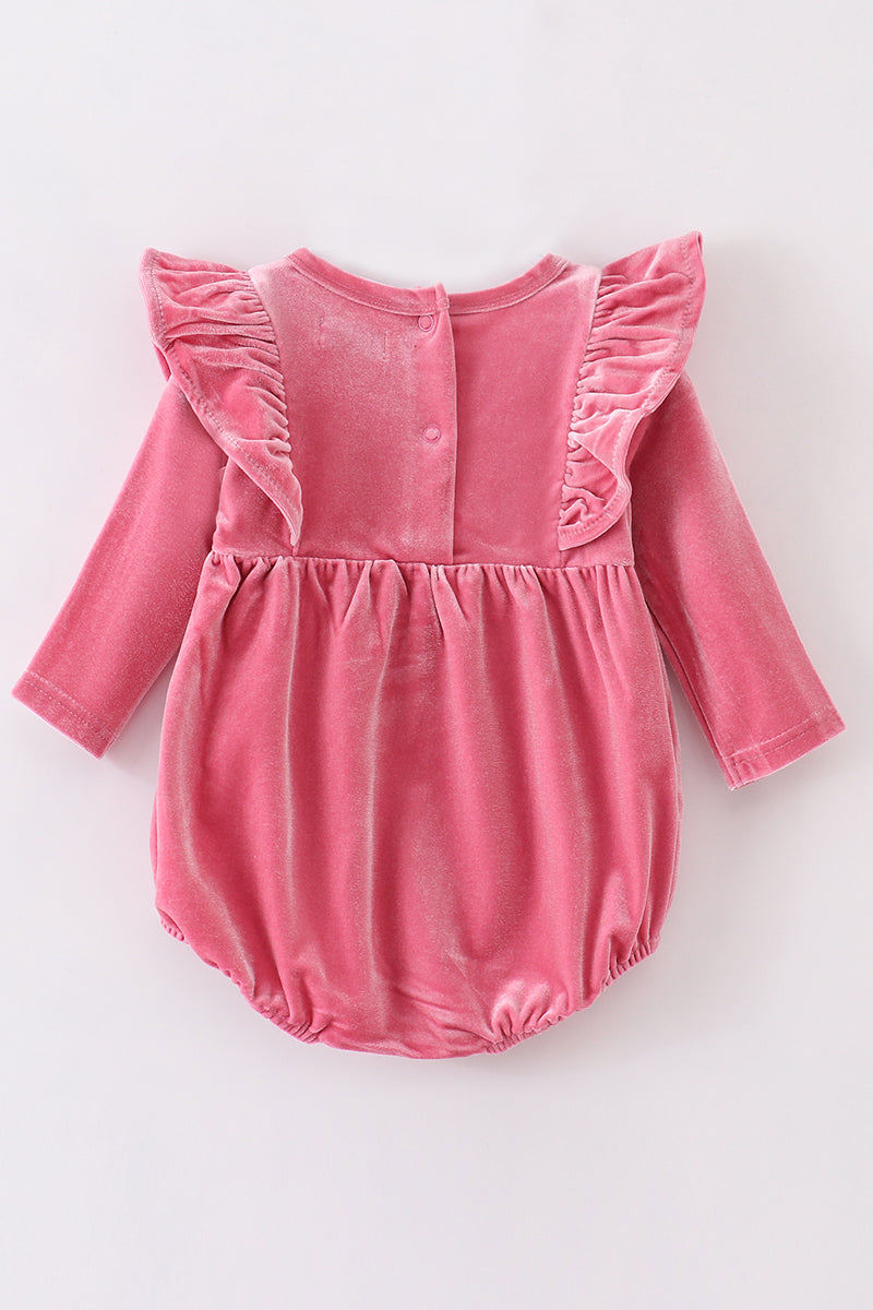 Premium Pink Velvet Ruffle Bubble