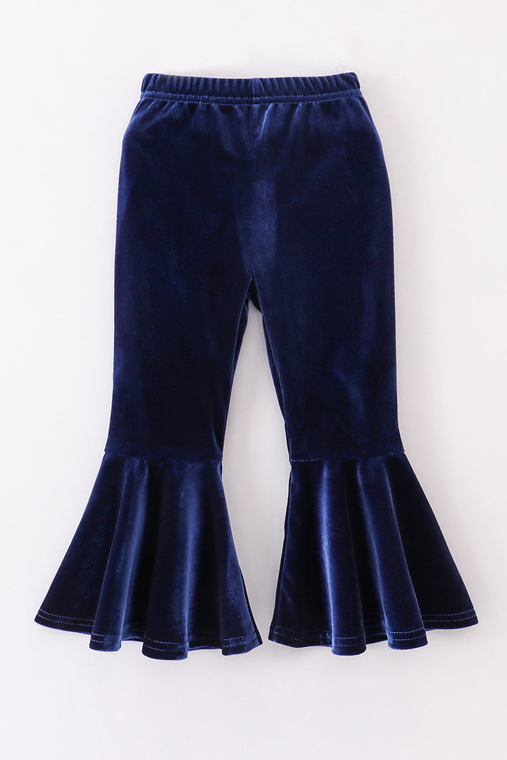 Premium Navy Velvet Bell Pants