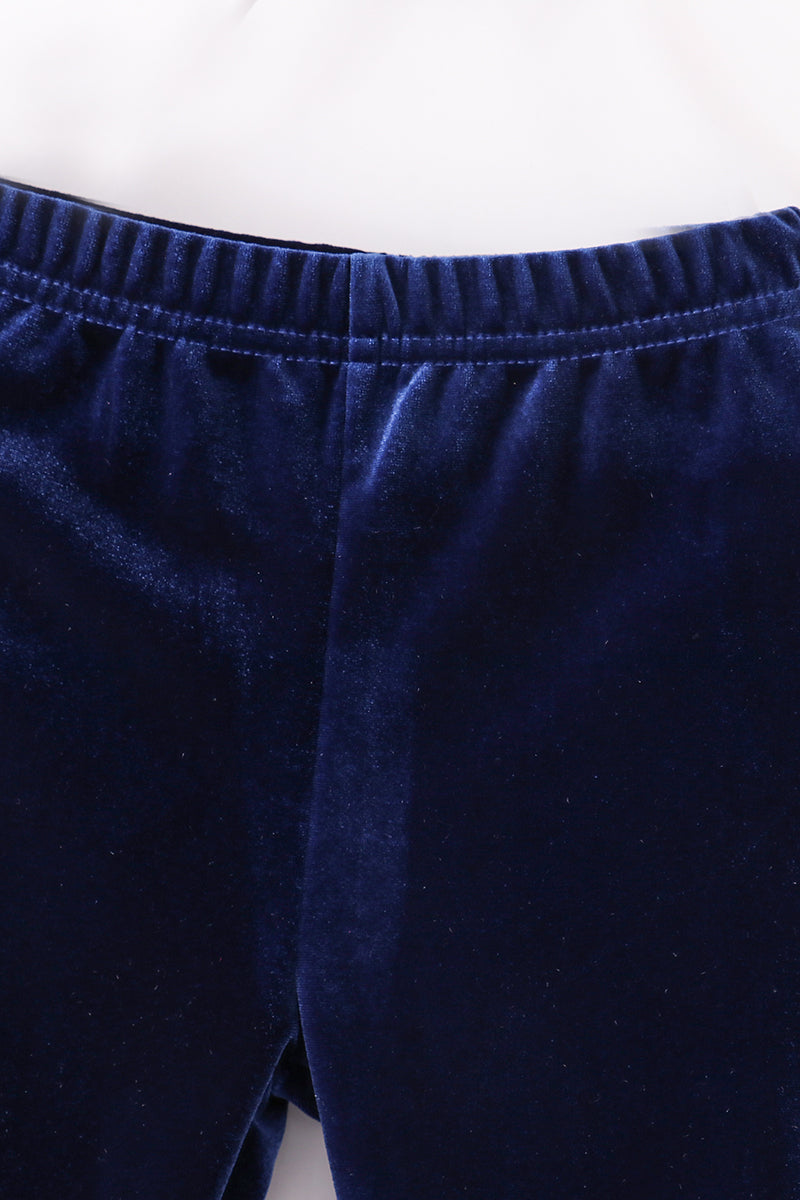 Premium Navy Velvet Bell Pants