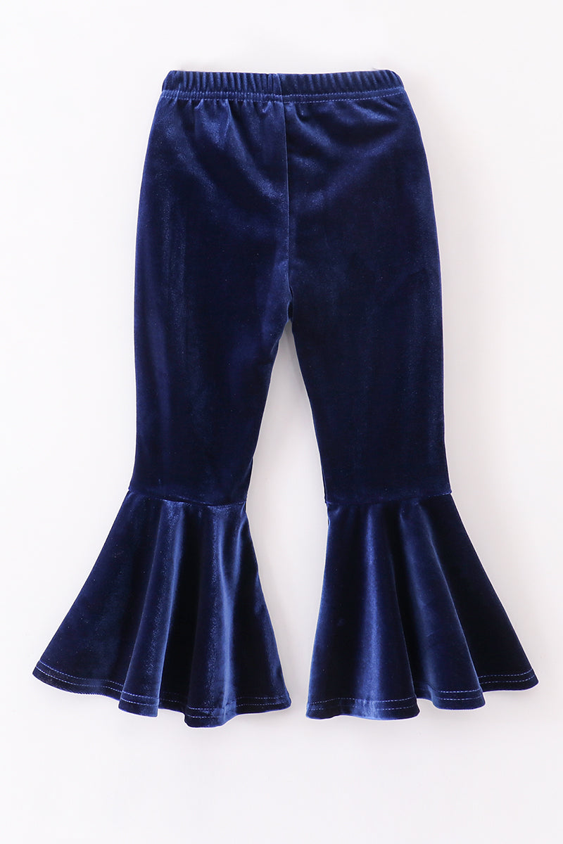 Premium Navy Velvet Bell Pants