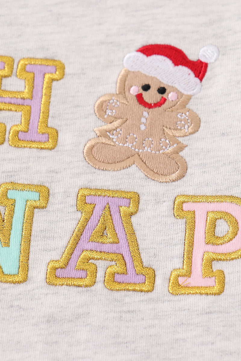 Premium Grey Gingerbread Applique Oh Snap Boy Set