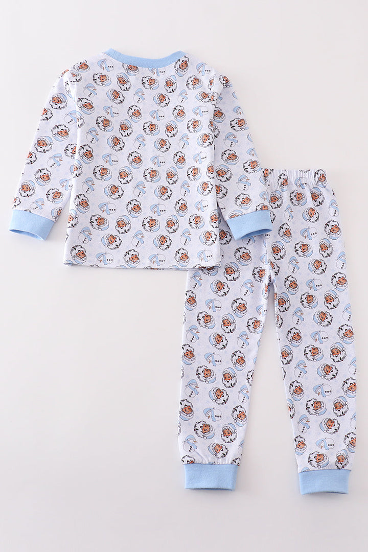 Premium Blue Christmas Santa Claus Print Boy Pajama Set