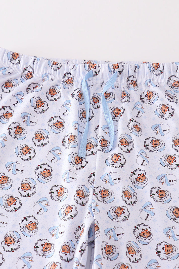 Premium Blue Christmas Santa Claus Print Men Pajama Pants