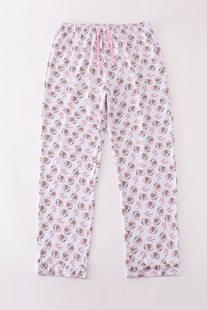 Premium Pink Christmas Santa Claus Print Women Pajama Pants