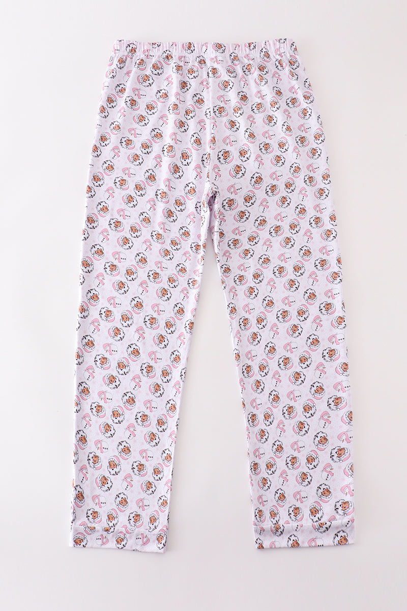 Premium Pink Christmas Santa Claus Print Women Pajama Pants