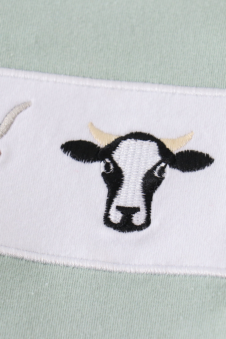 Premium Green Cow Applique Boy Set