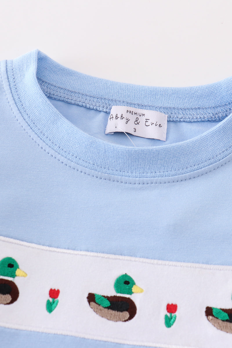 Premium Blue Duck Applique Boy Top