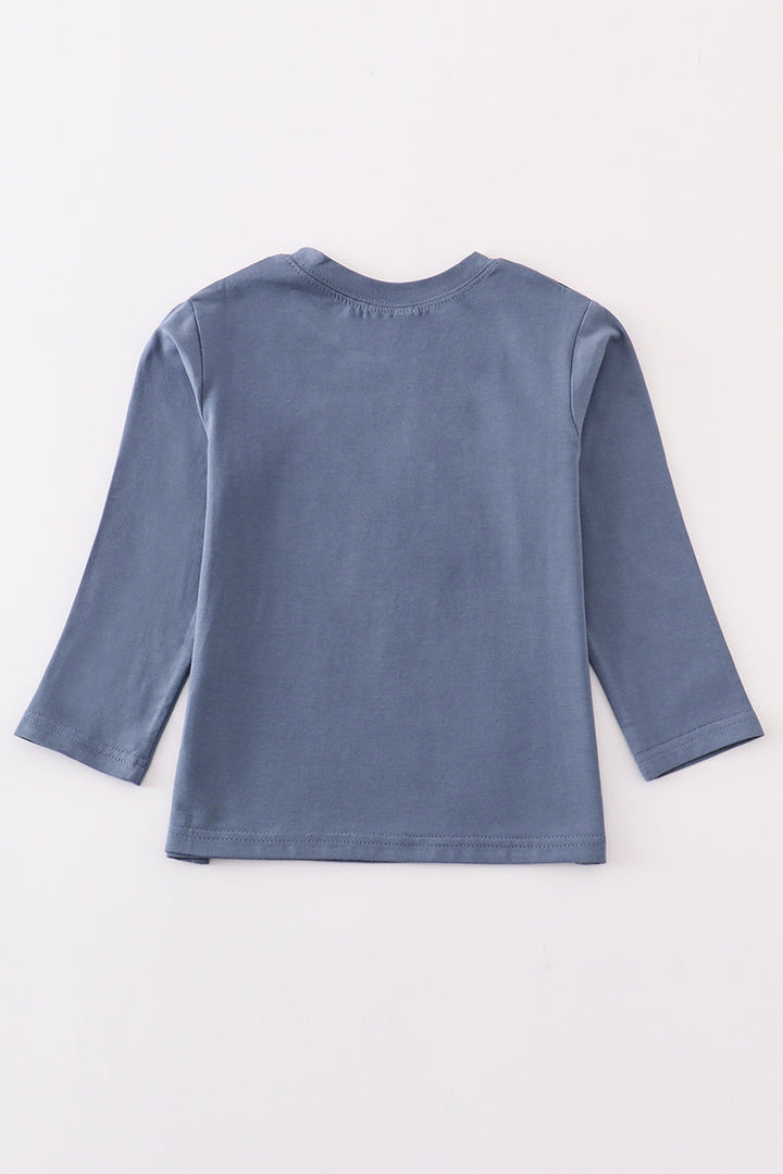 Premium Blue Tractor Applique Boy Top