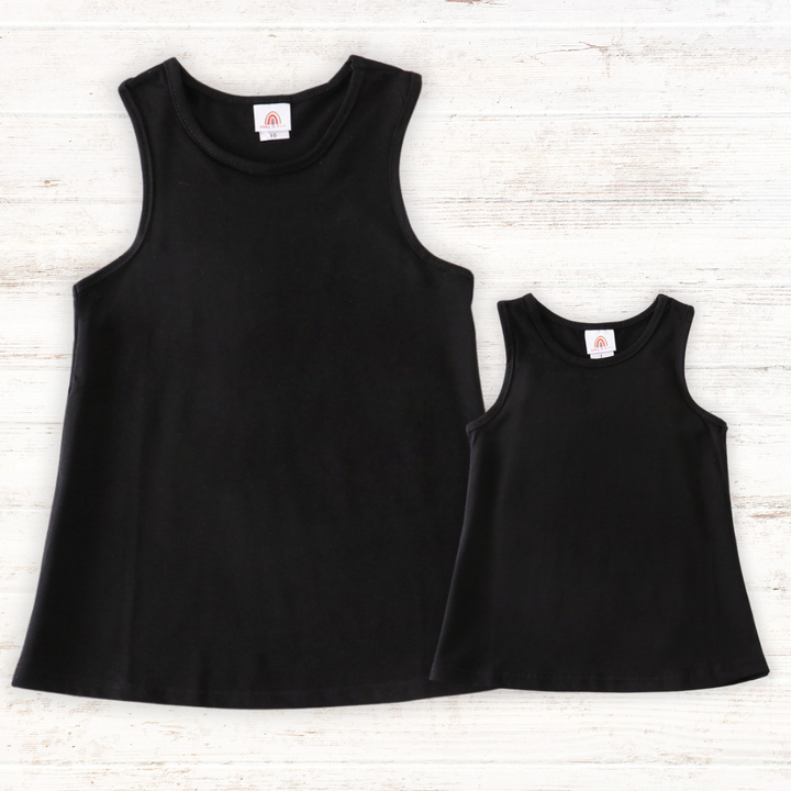 Black Blank Basic Kids Teens Adult Tank Top