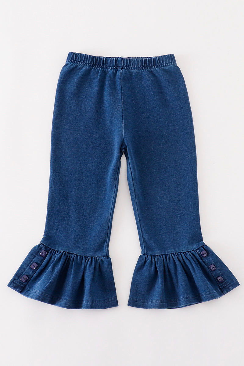 Indigo Ruffle Girl  Pants