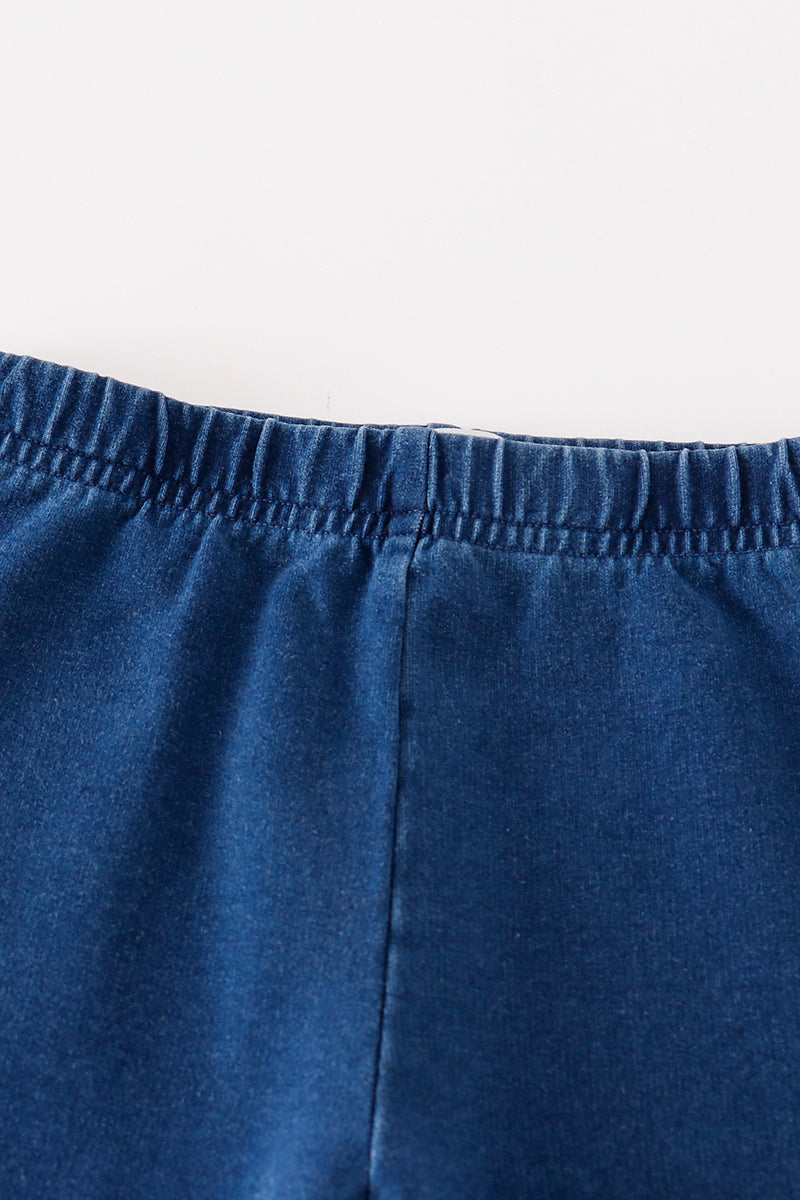 Indigo Ruffle Girl  Pants