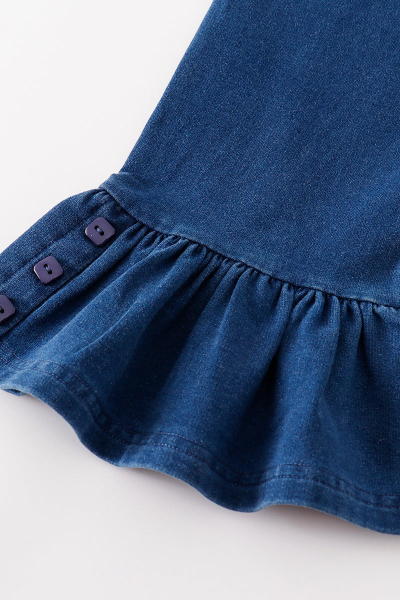 Indigo Ruffle Girl  Pants