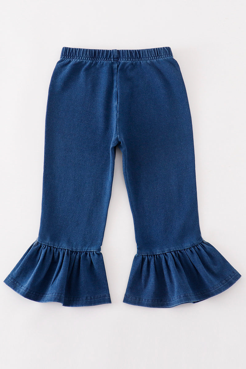 Indigo Ruffle Girl  Pants