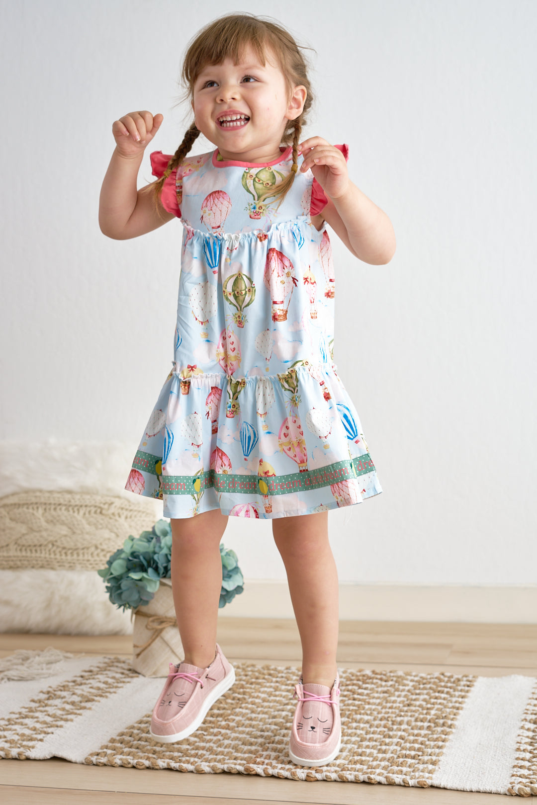 Platinum Balloon Print Ruffle Tiered Dress