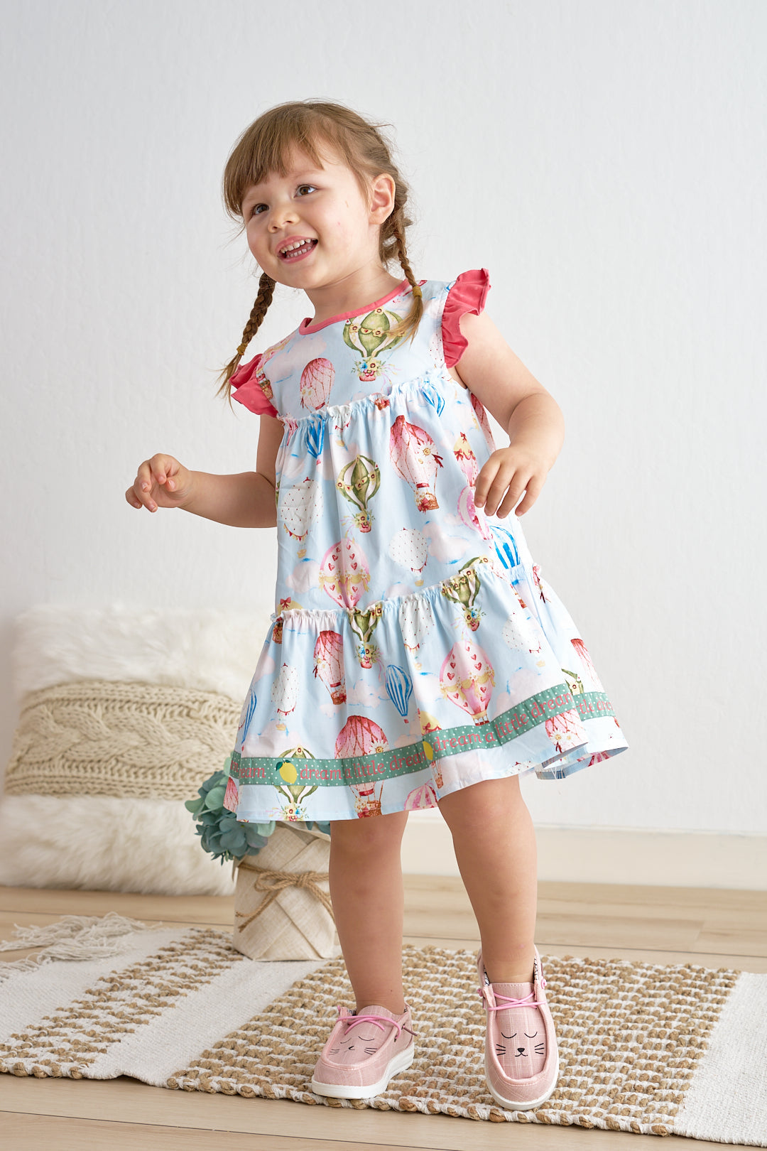 Platinum Balloon Print Ruffle Tiered Dress