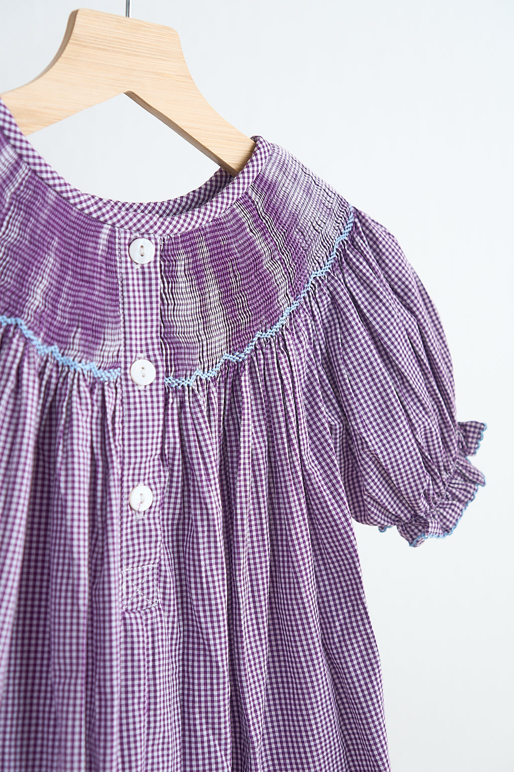 Purple Castle Hand Smocked Gingham Dress