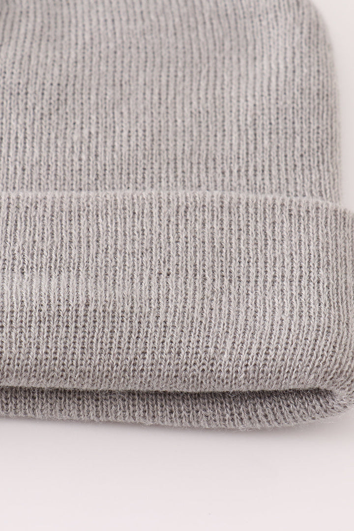 Grey Ribbed Basic Knit Beanie