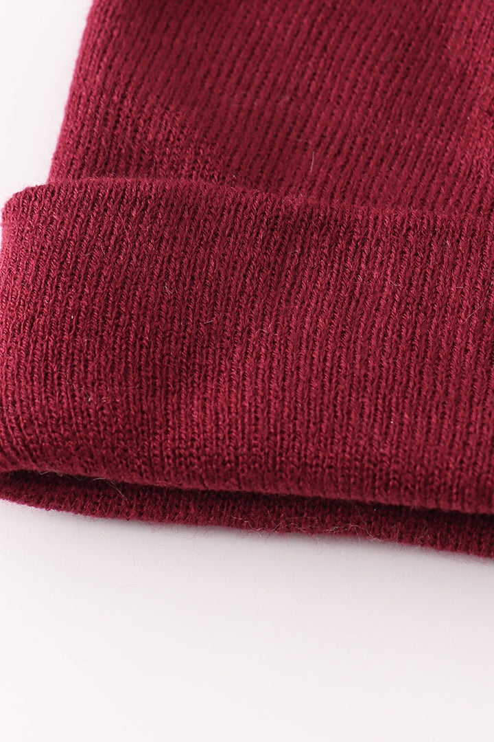 Burgundy Ribbed Basic Knit Beanie