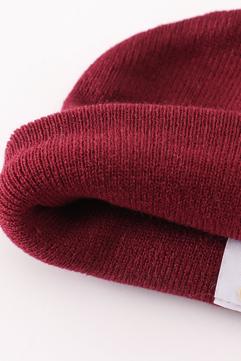 Burgundy Ribbed Basic Knit Beanie