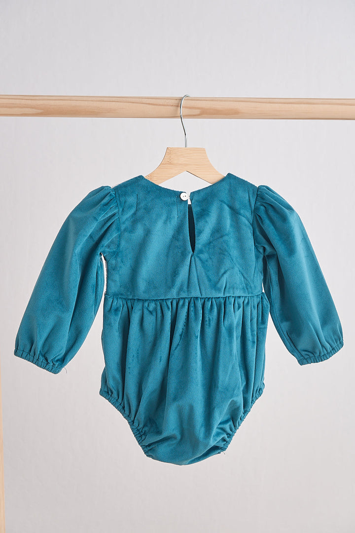 Teal Velvet Lace Girl Bubble