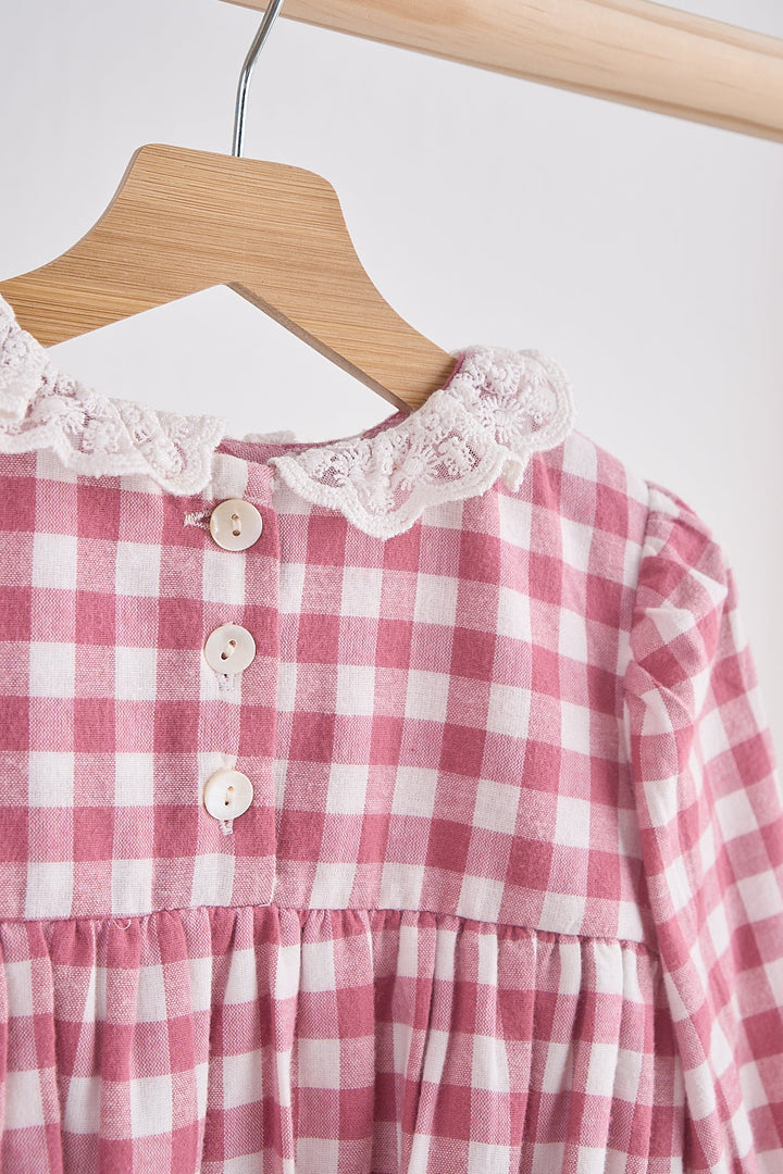 Pink Lace Flannel Gingham Bubble