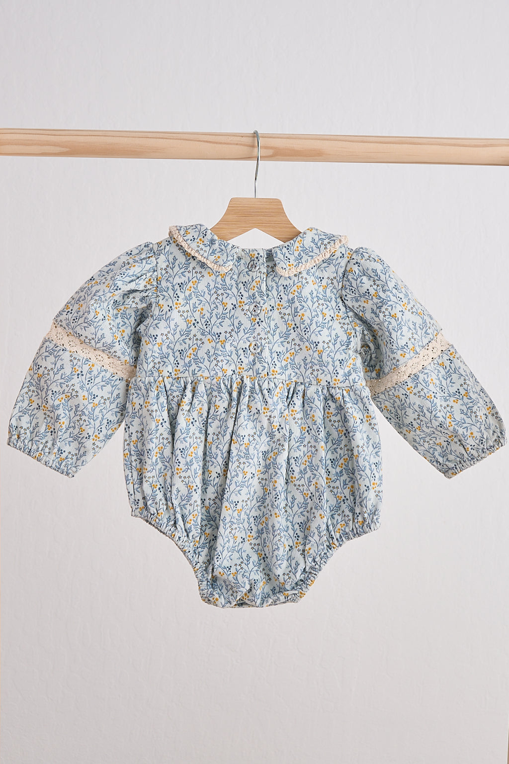 Blue Floral Corduroy Lace Bubble