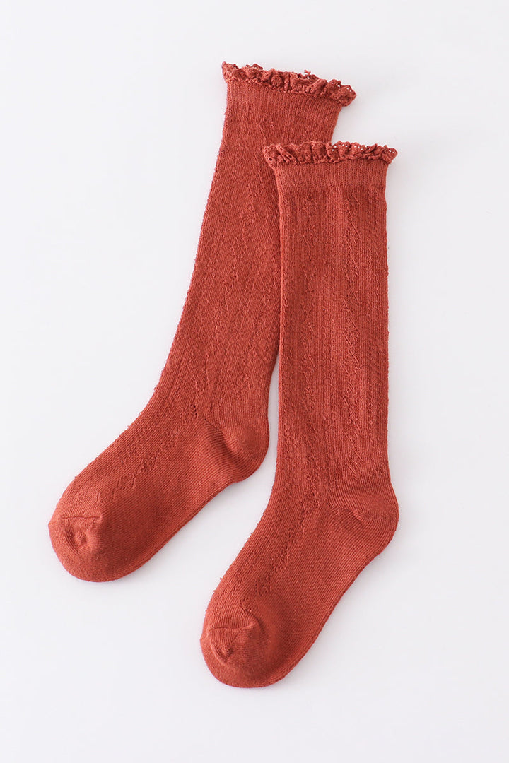 Caramel Knit Lace Knee High Socks