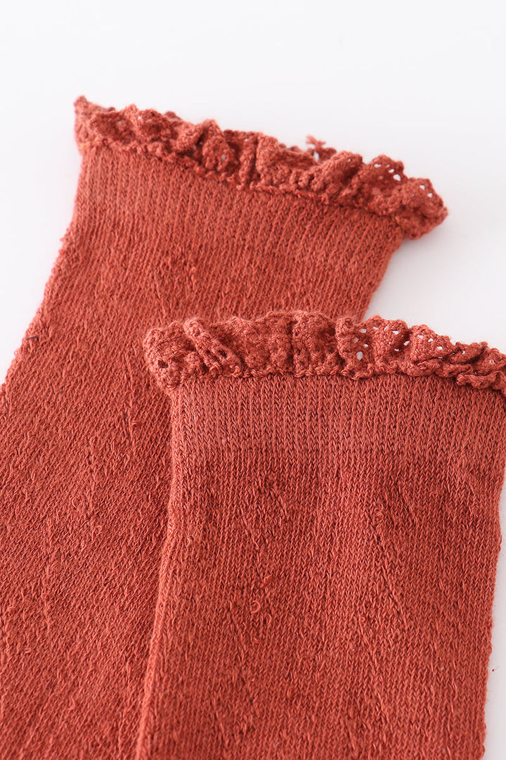 Caramel Knit Lace Knee High Socks