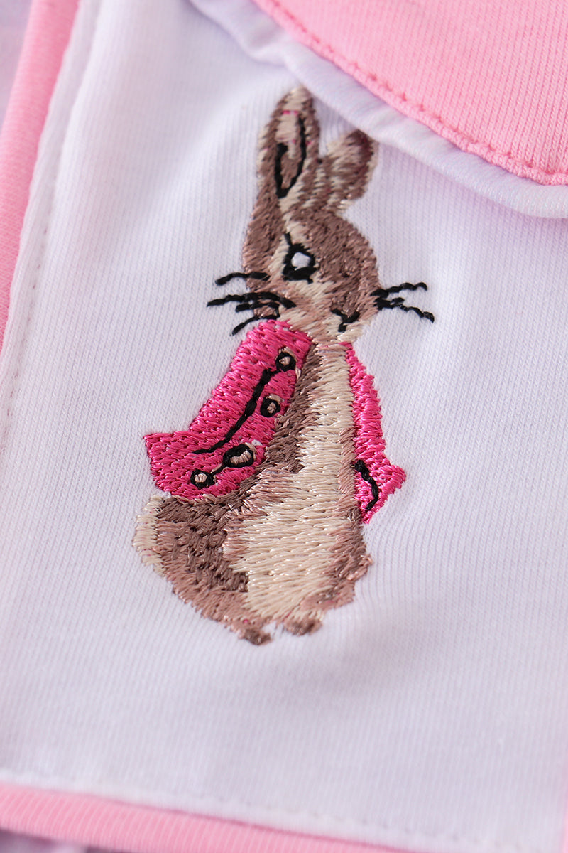 Purple Plaid Bunny Embroidery Dress