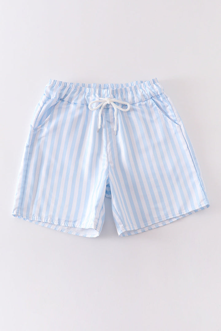 Blue Stripe Men Swim Trunks