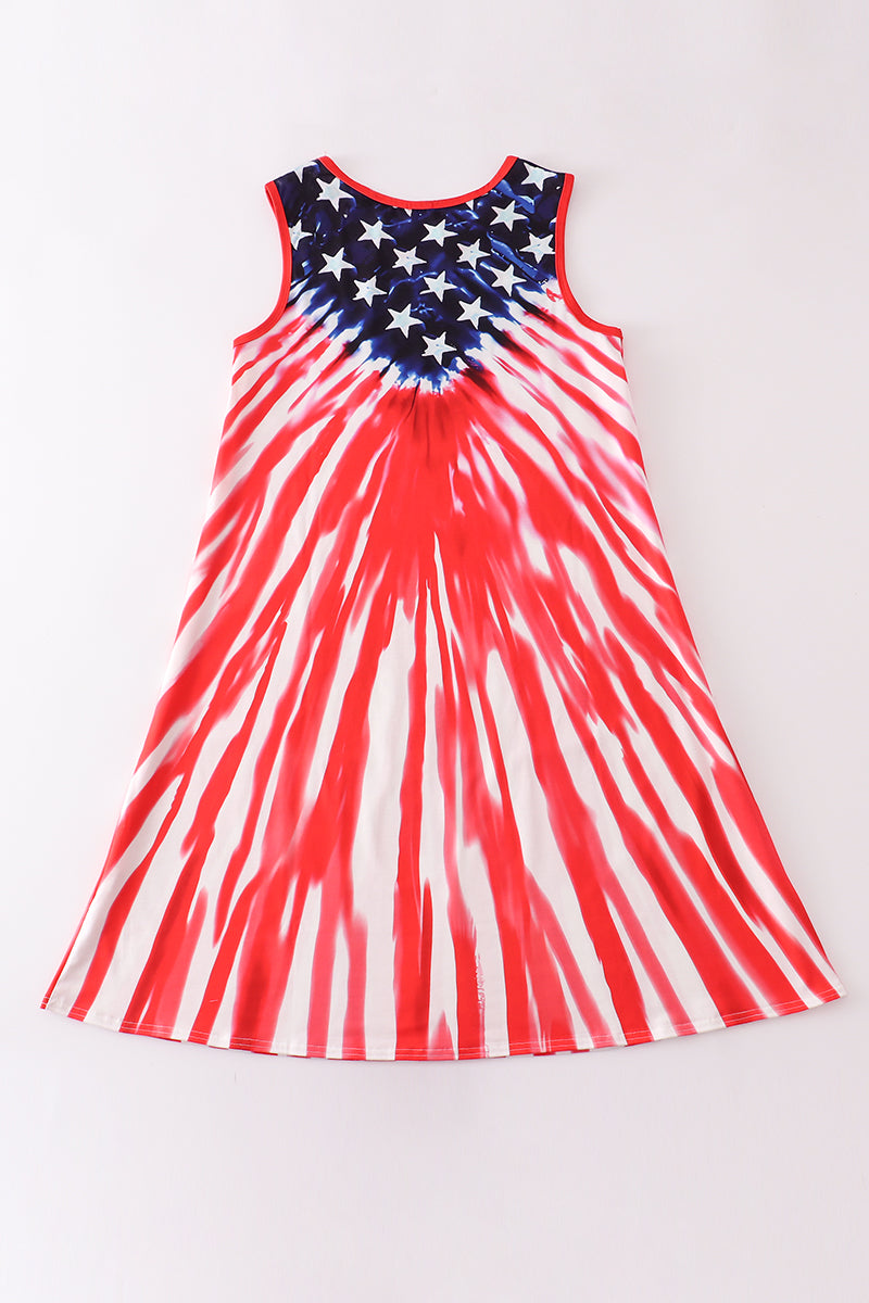 Patriotic Flag Print Woman Dress