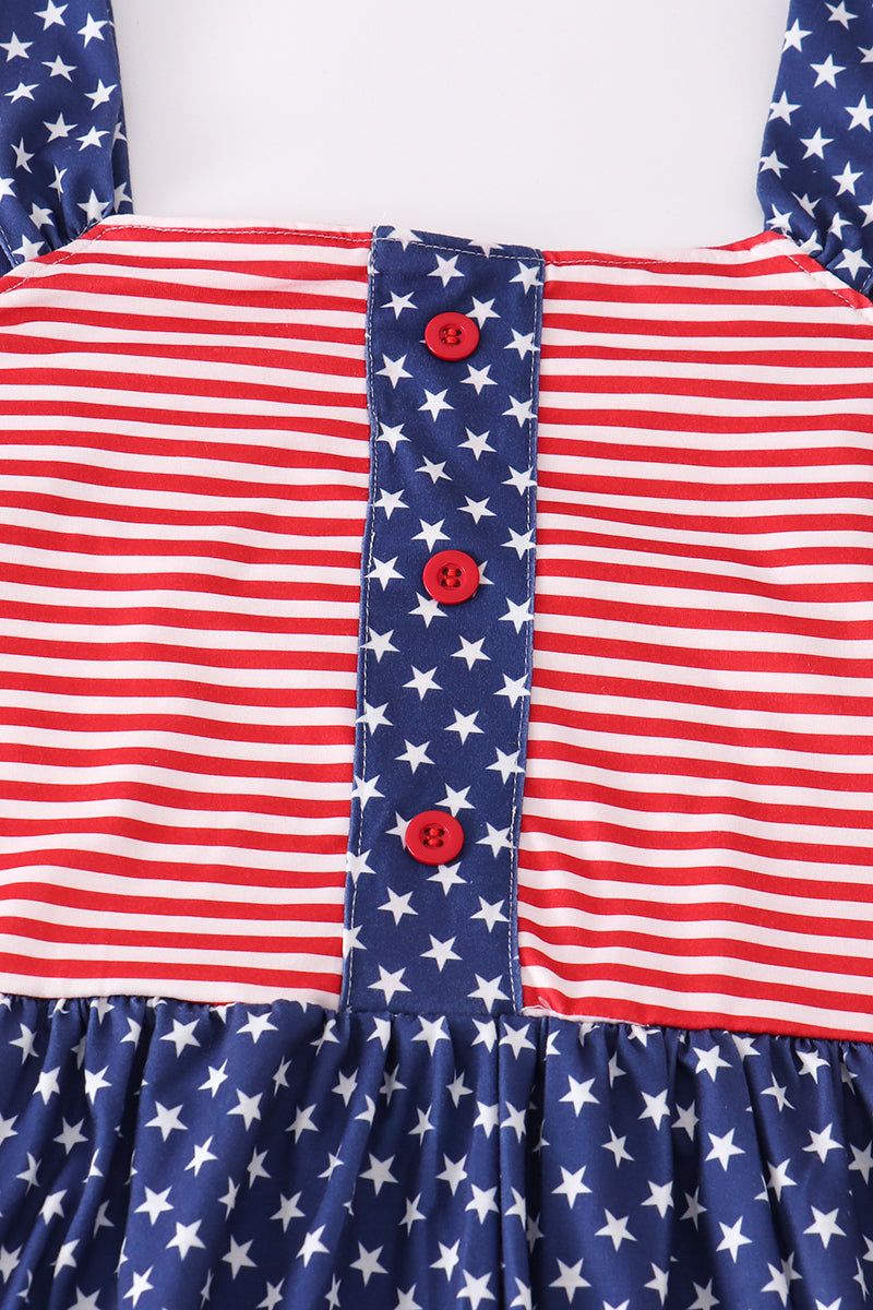 Patriotic Star Flag Print Women Dress