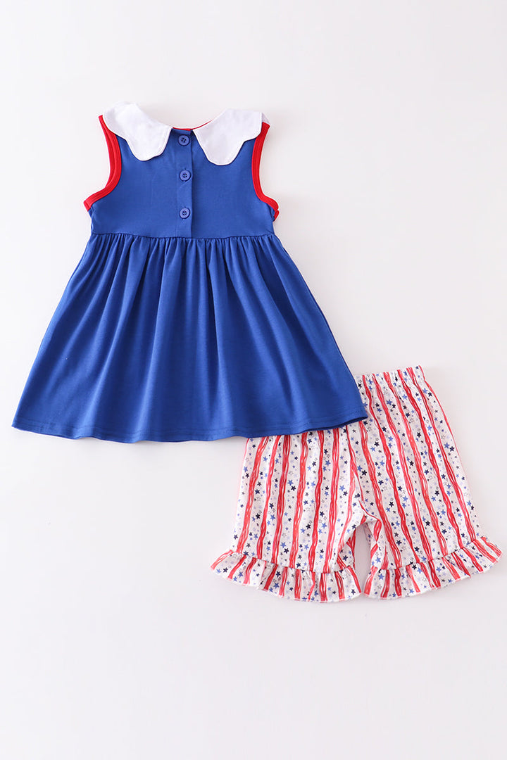 Blue Patriotic Flag Girl Set