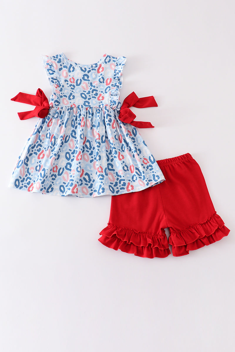 I Love Usa Patriotic Embroidery Girl Set