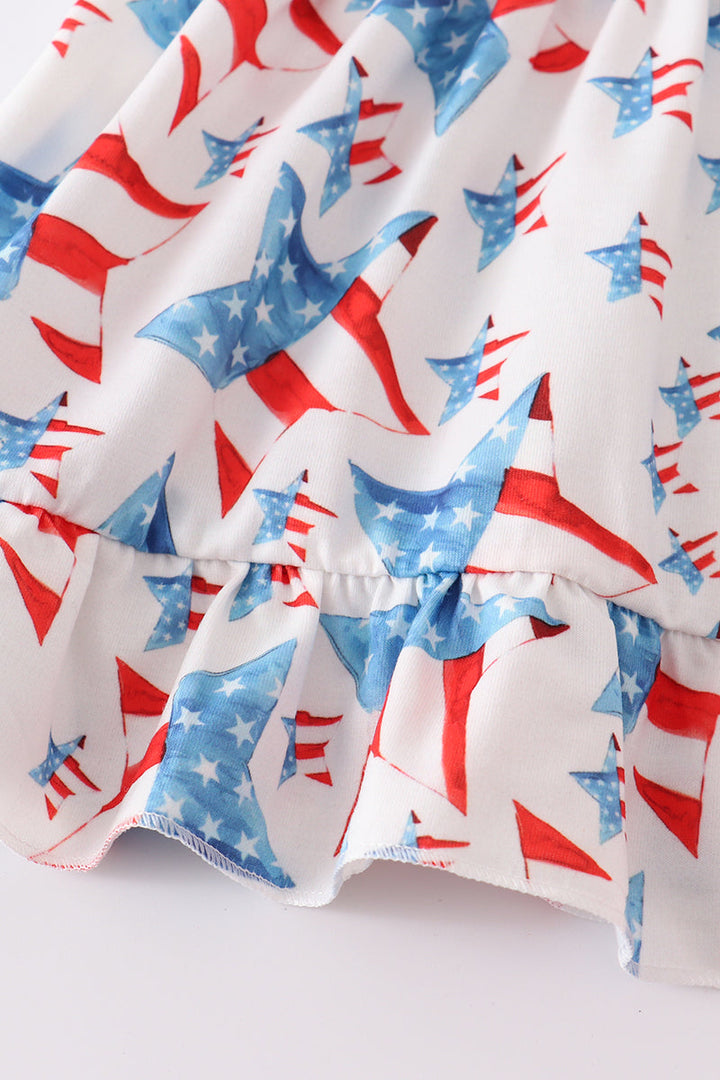 Red Patriotic Star Flag Print Baby Set