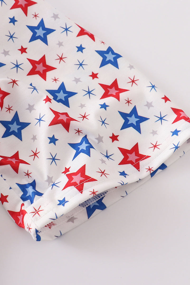 Red Patriotic Star Print Men Shirt