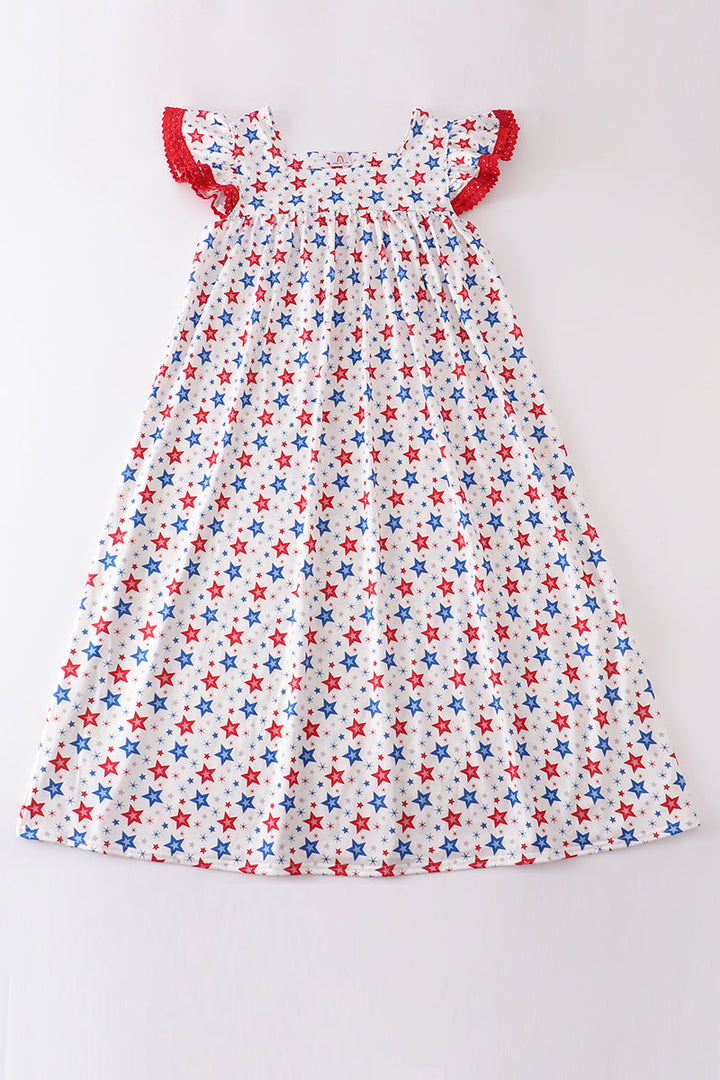 Red Patriotic Star Print Women Dress