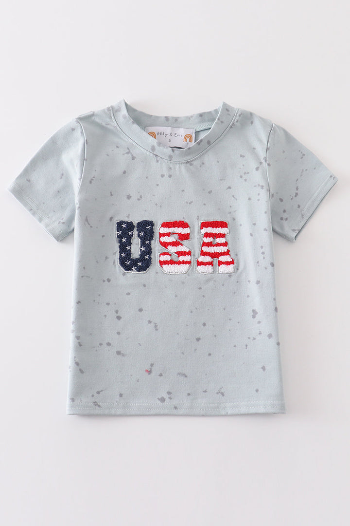 Patriotic Usa French Knot Boy Top