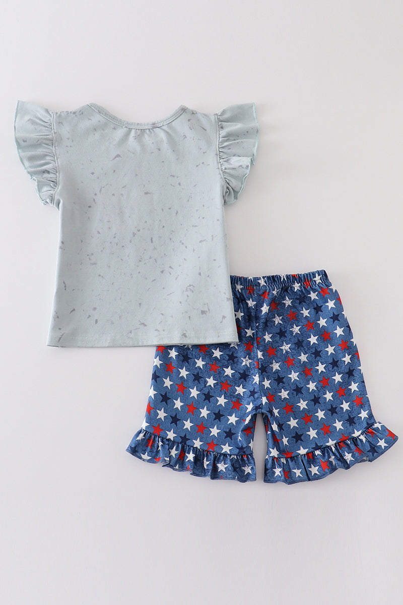 Patriotic Usa French Knot Girl Set