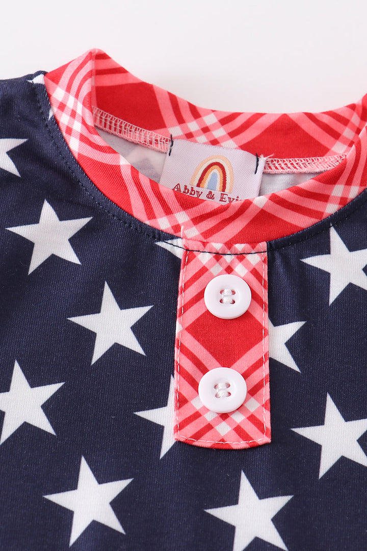 Patriotic Star Print Boy Romper