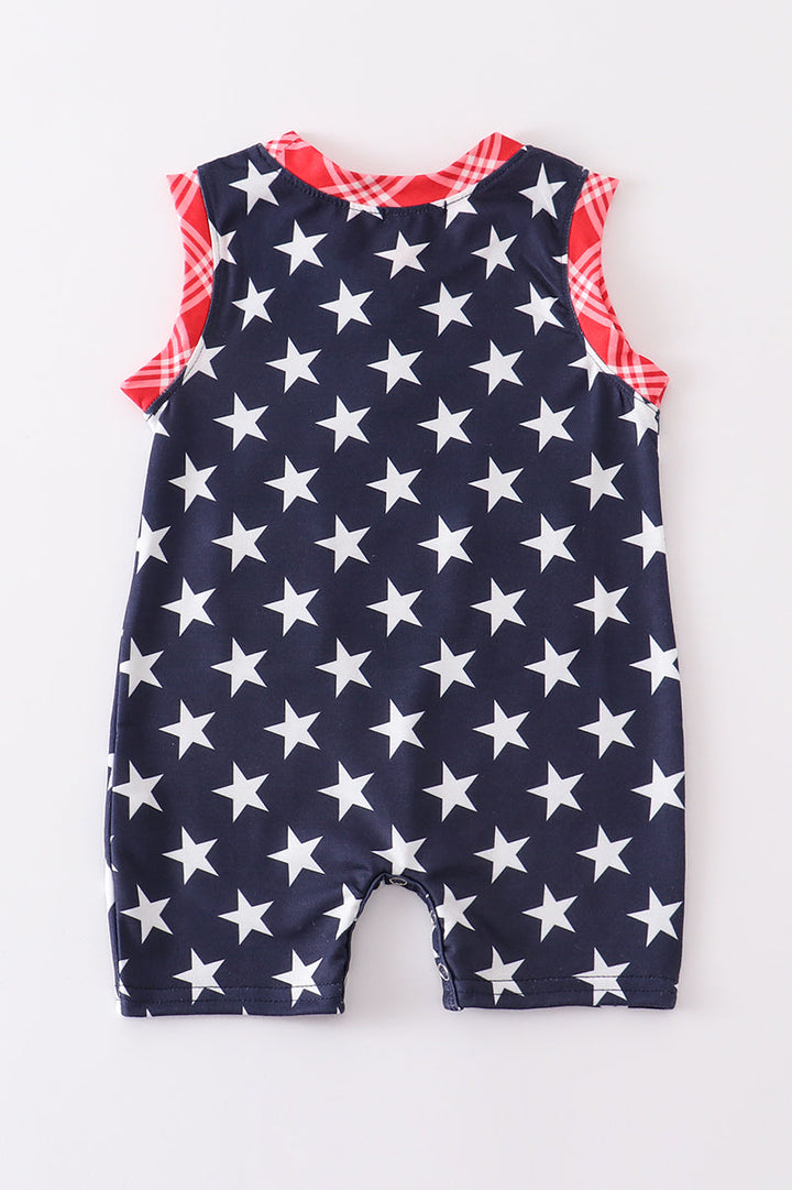 Patriotic Star Print Boy Romper