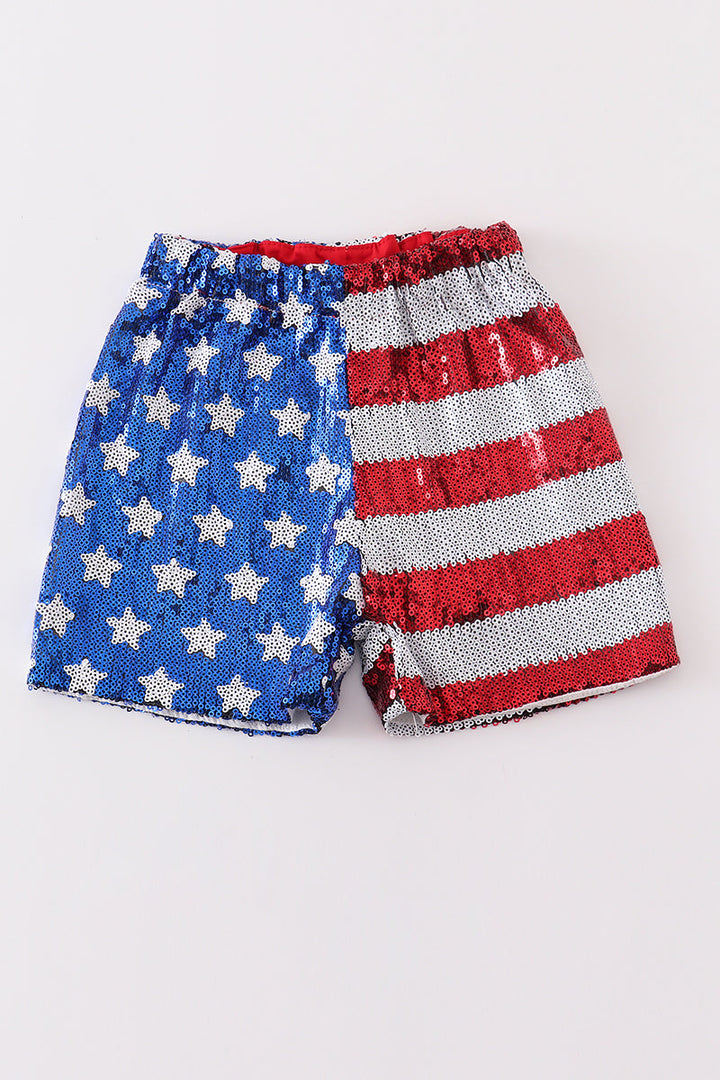 Patriotic Sequin Woman Shorts